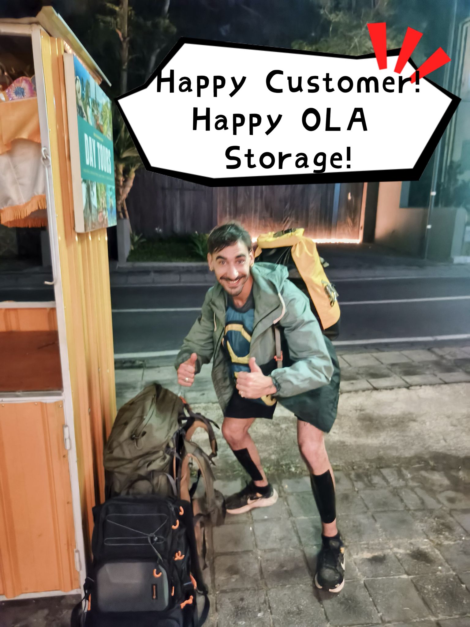 OLA Storage customer delivery smile Bali Indonesia