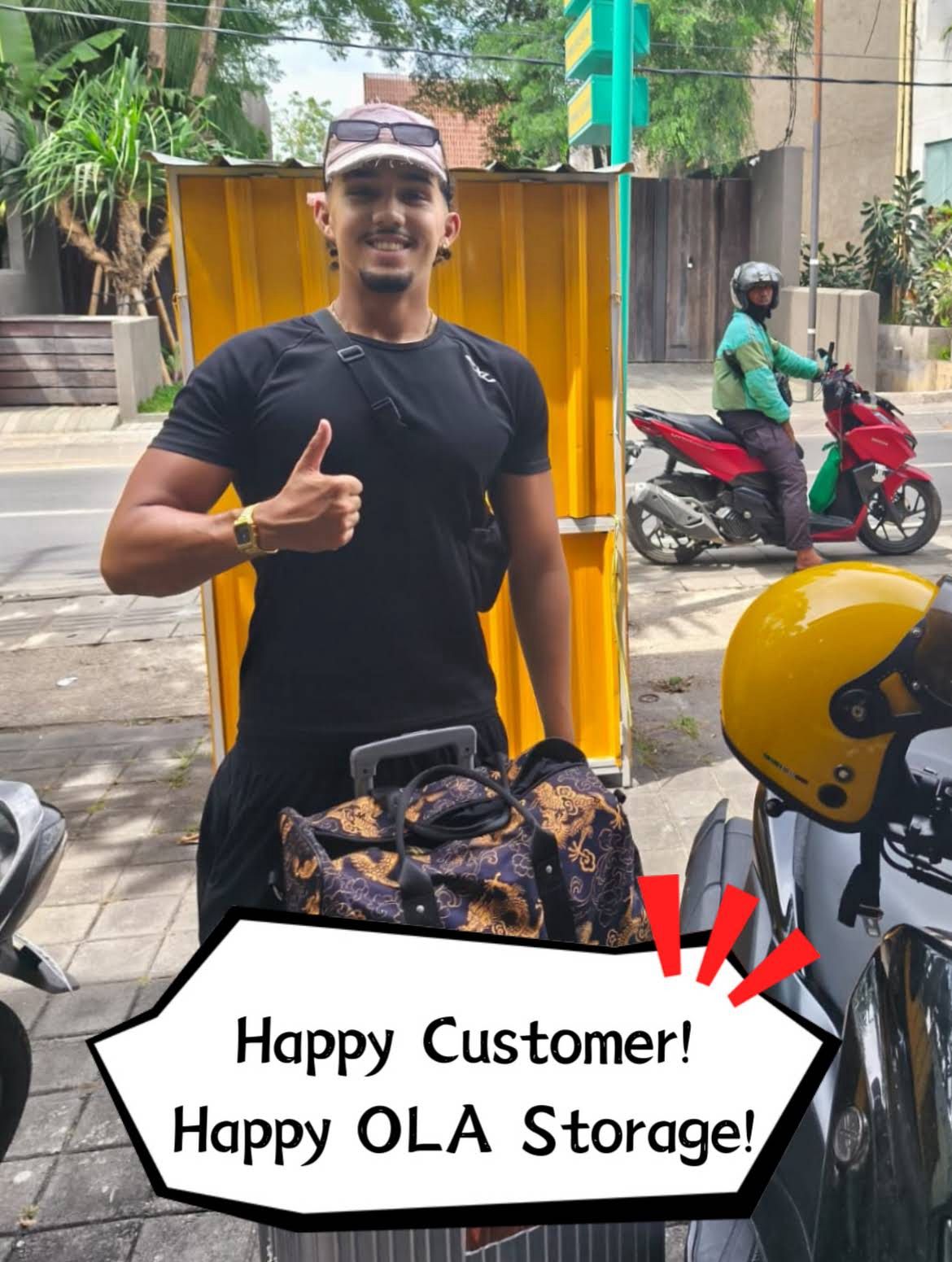 Happy OLA Storage customer luggage pickup Bali